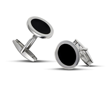 Ανδρικά μανικετόκουμπα ασήμι 925 με μαύρο σμάλτο.